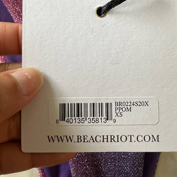 Beach Riot Claire Bikini Bottom Pink Purple Ombre Glitter Size XS NWT - Picture 4 of 4